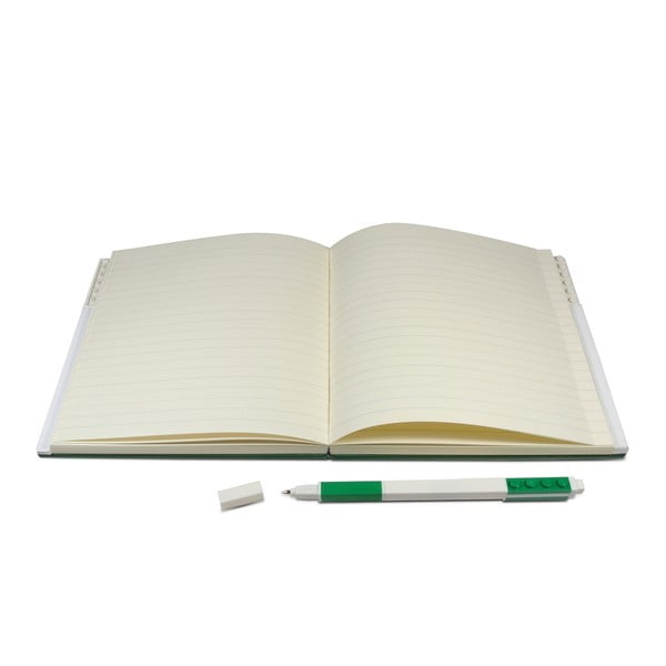 Fľaškovozelený štvorcový zápisník s gélovým perom LEGO®, 15,9 x 15,9 cm-image-1