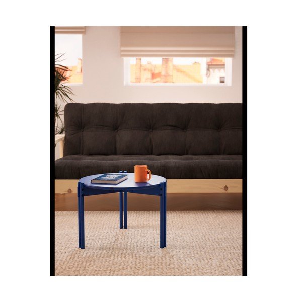 Modrý okrúhly konferenčný stolík z borovicového dreva ø 80 cm Sticks – Karup Design-image-4