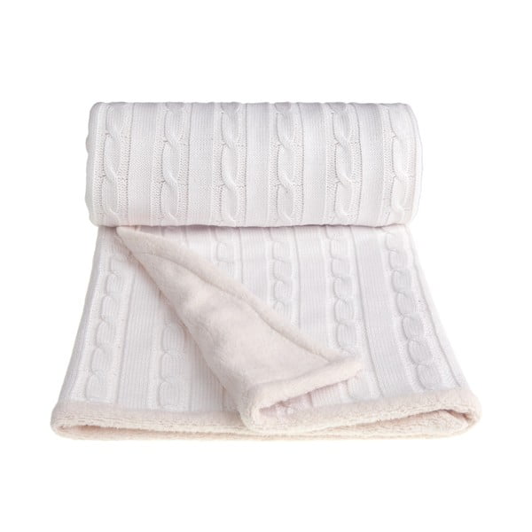 Biela pletená detská deka s podielom bavlny T-TOMI Winter, 80 x 100 cm