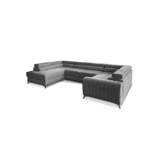 Tmavosivá rozkladacia/s úložným priestorom rohová pohovka (ľavý roh/do tvaru "U") Louis – ELTAP