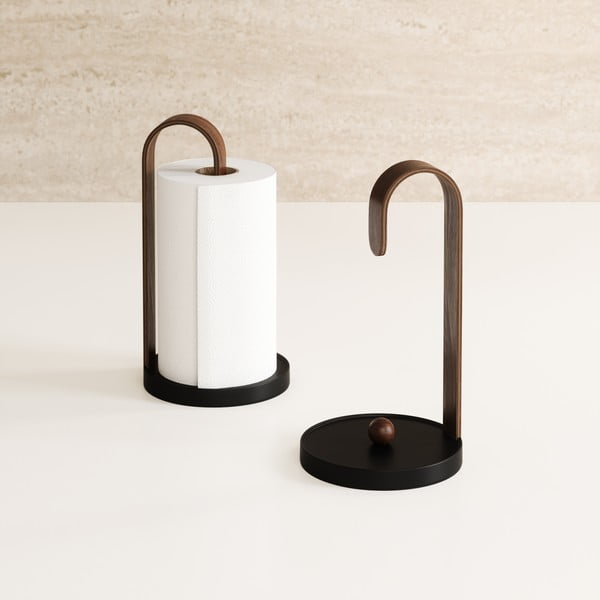 Čierny drevený stojan na papierové utierky ø 17 cm Bellwood – Umbra-image-1