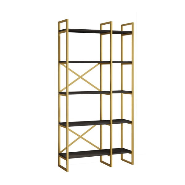 Čierny/zlatý regál 87,5x175 cm Monica - Kalune Design