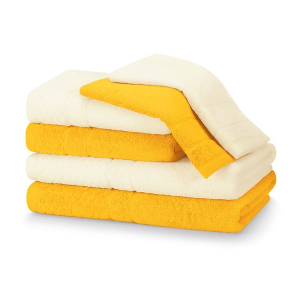 Žlté froté bavlnené uteráky a osušky v súprave 6 ks Rubrum – AmeliaHome