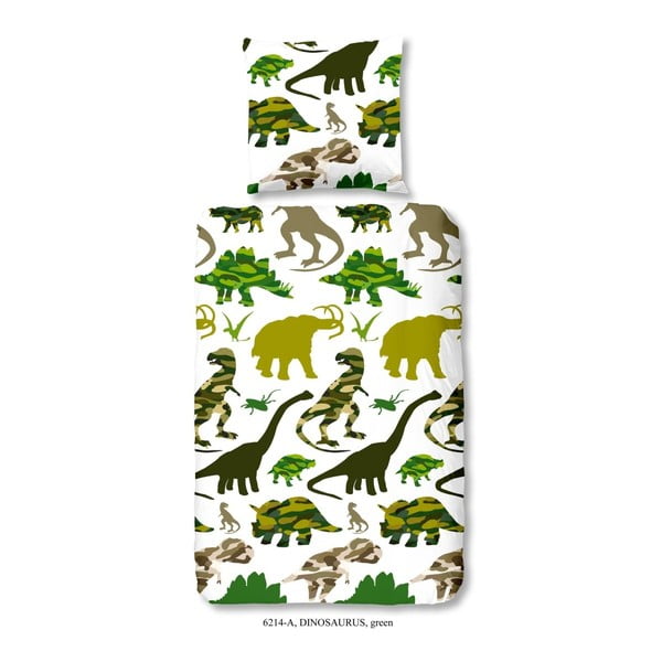 Detské obliečky na jednolôžko z bavlny Muller Textiels Good Morning Dinosaurus, 140 × 200 cm