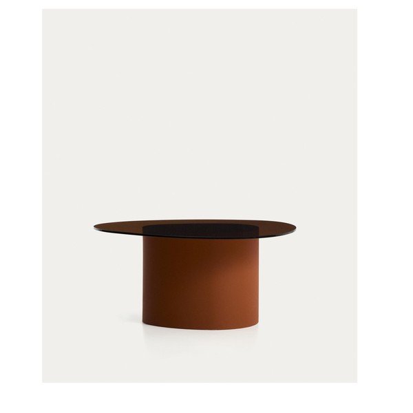 Hnedý konferenčný stolík so sklenenou doskou 74x81,5 cm Olir – Kave Home-image-3