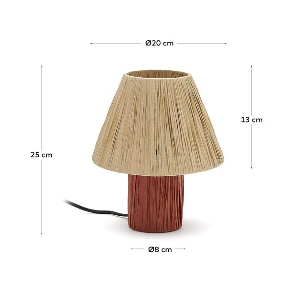 Stolová lampa v prírodnej a terakotovej farbe (výška 25 cm) Pulmi – Kave Home-image-4