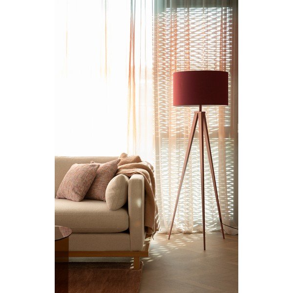 Vínovočervená stojacia lampa s textilným tienidlom (výška  157 cm) Tripod – Zuiver-image-1