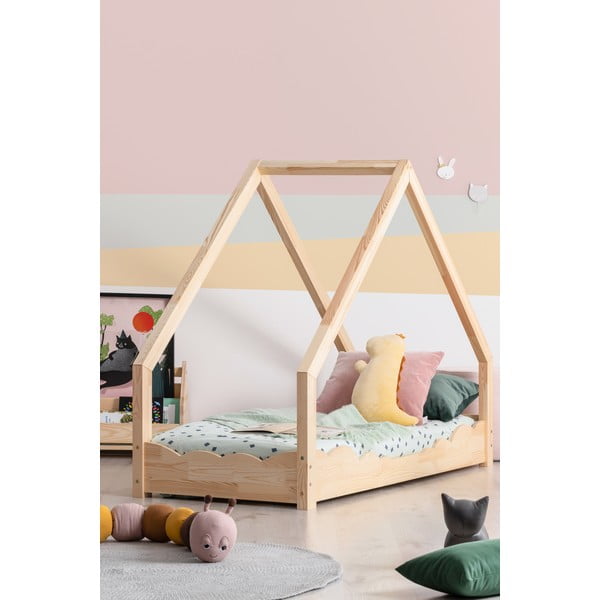 Domčeková detská posteľ z borovicového dreva Adeko Loca Dork, 90 x 200 cm-image-1