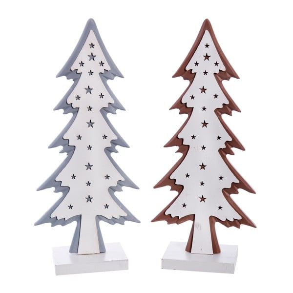 Sada 2 drevených vianočných dekorácií Ixia Christmas Trees
