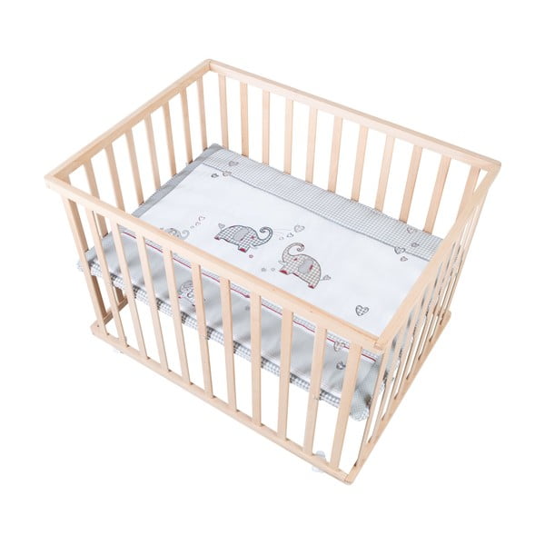 Detská ohrádka na kolieskach v prírodnej farbe 100x75 cm Jumbo Twins – Roba