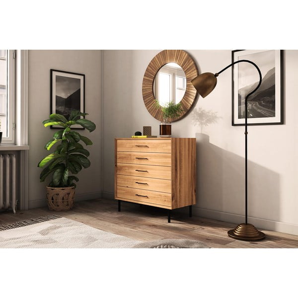 Vysoká komoda z dubového dreva v prírodnej farbe 97x95 cm Abies - The Beds-image-3