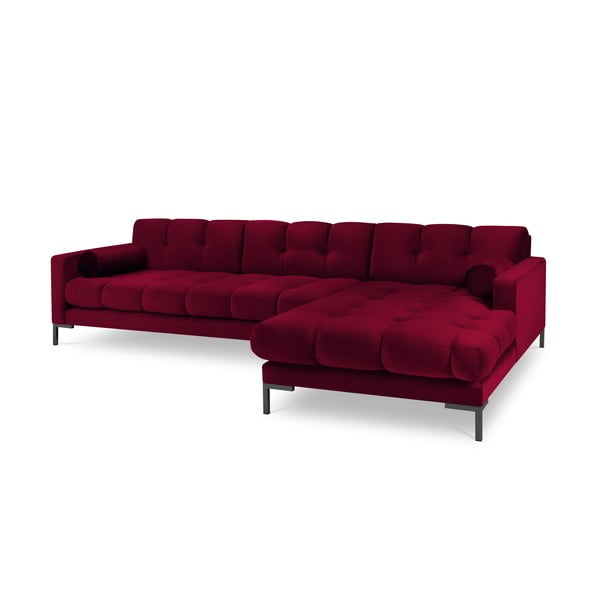Červená zamatová rohová pohovka Cosmopolitan Design Bali, pravý roh-image-2