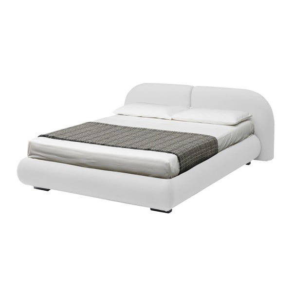 Biela dvojlôžková posteľ s úložným priestorom a poťahom z koženky 13Casa Candy, 160 x 190 cm