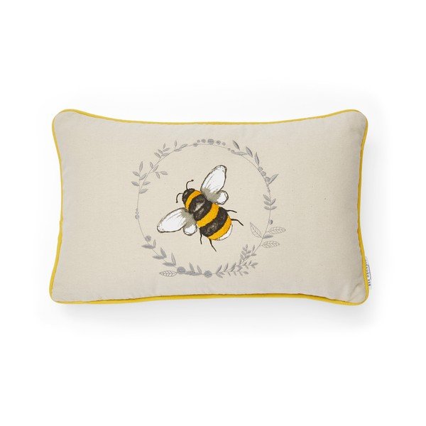 Žltý bavlnený dekoratívny vankúš Cooksmart ® Bumble Bees, 30 x 50 cm
