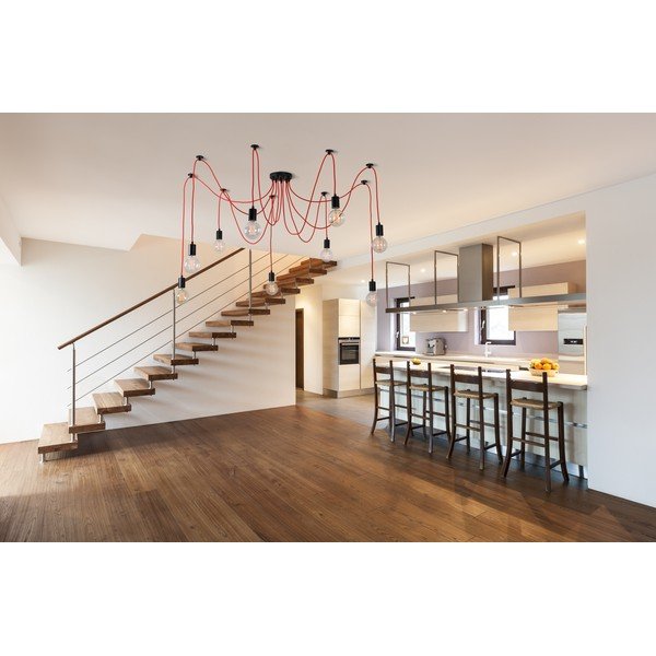 Červené deväťramenné závesné svetlo Filament Style Spider-image-3