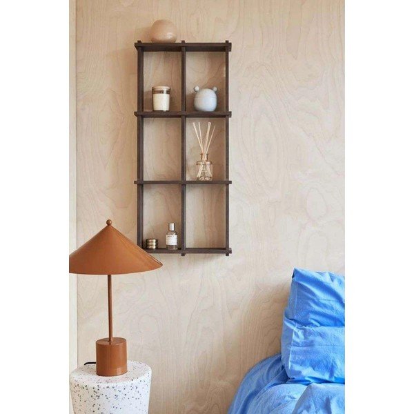 Poschodová polica z jaseňového dreva v tmavo prírodnej farbe 42,5 cm Grid – OYOY Living Design-image-1