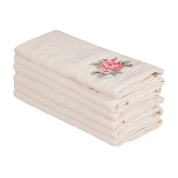 Sada 6 béžových bavlnených uterákov Nakis Paco, 30 × 50 cm