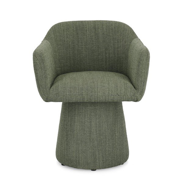 Zelené čalúnené jedálenské kreslo s podrúčkami/otočné Lottie – Bizzotto-image-3