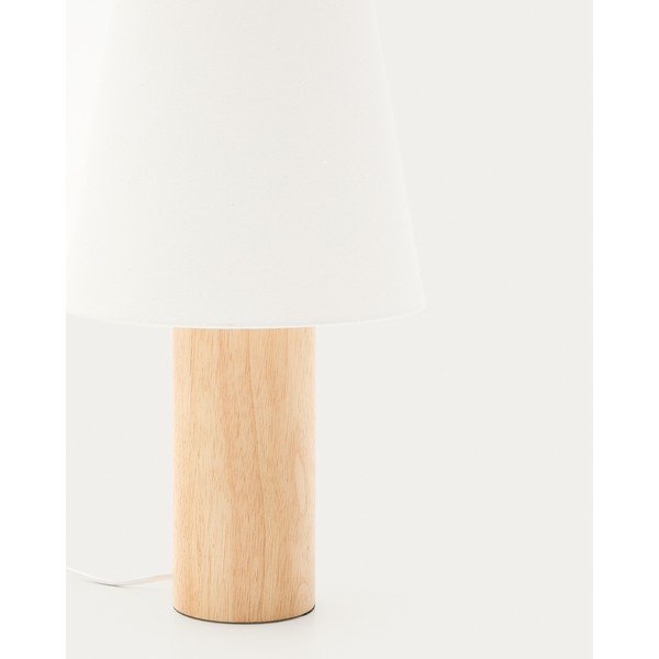 Biela/v prírodnej farbe stolová lampa z kaučukového dreva s textilným tienidlom (výška  49,5 cm) Marga – Kave Home-image-2