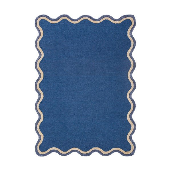 Tmavomodrý ručne tkaný koberec s prímesou vlny 160x230 cm Rivo Wool – Flair Rugs