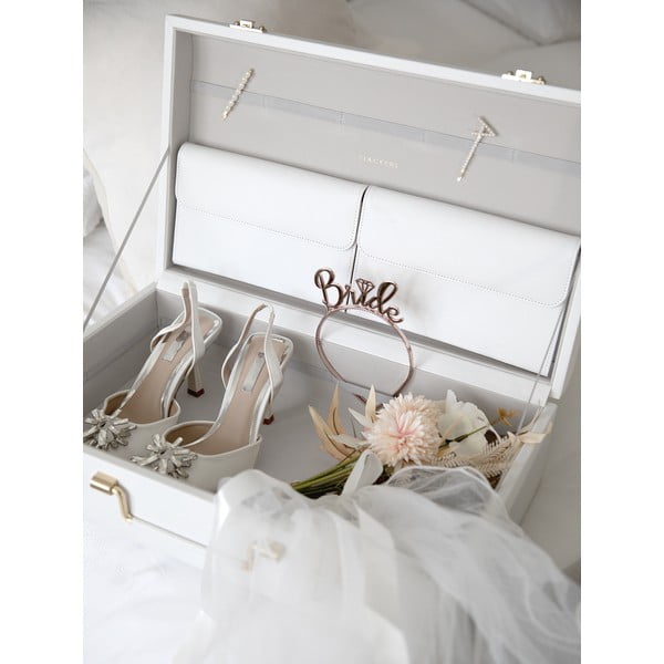 Biely dekoratívny úložný box z umelej kože 50x30x15 cm – Stackers-image-4