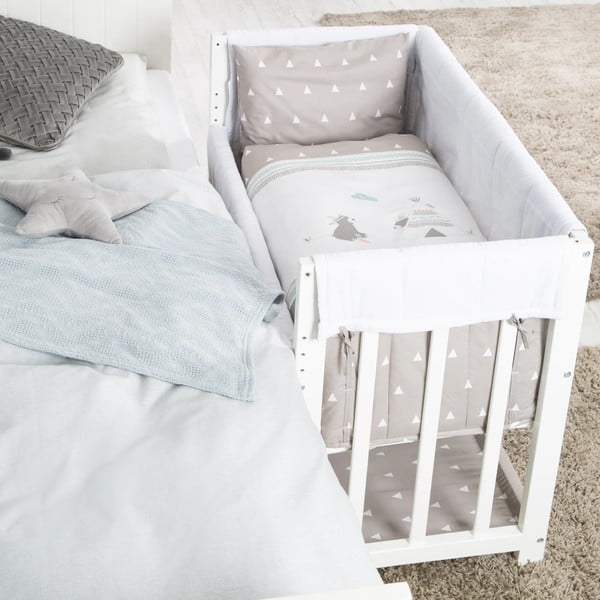 Biela kolíska s úložným priestorom a baldachýnom 90x45 cm Indibär – Roba-image-3