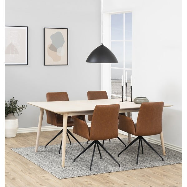 Koňakovohnedé čalúnené jedálenské kreslo s podrúčkami Naya – Actona-image-1