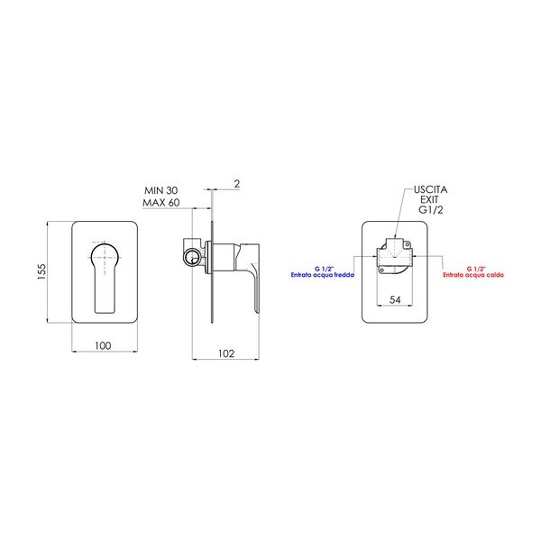 Podomietková sprchová batéria v lesklej striebornej farbe (1 výstup) Pax – Sapho-image-1