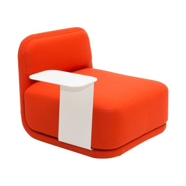 Oranžové kreslo s bielym kovovým stolíkom Softline Standby Low + Side Table