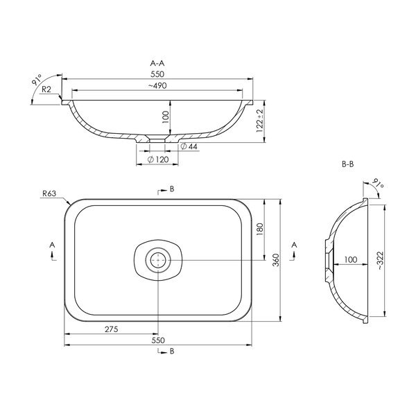 Biele umývadlo z liateho mramoru 55x36 cm Japura – Sapho-image-3
