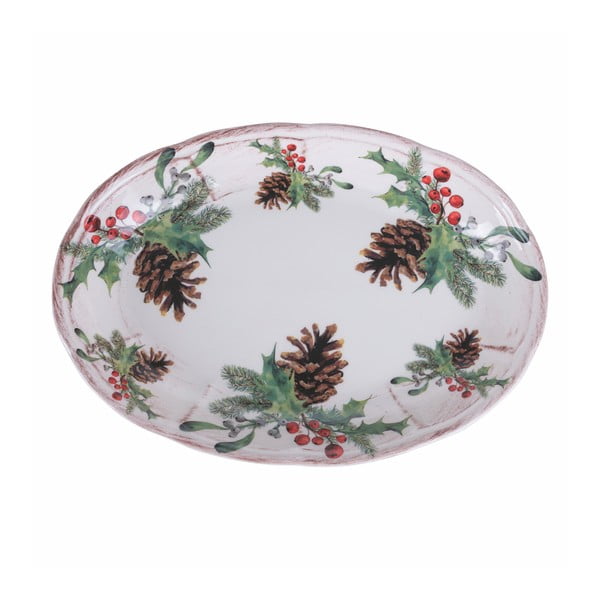Keramický vianočný servírovací tanier Villa d'Este Ortisei, 27,5 x 45 cm