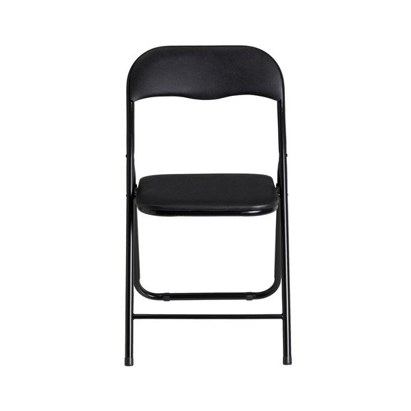 Čierna skladacia jedálenská stolička z imitácie kože – Casa Selección-image-1