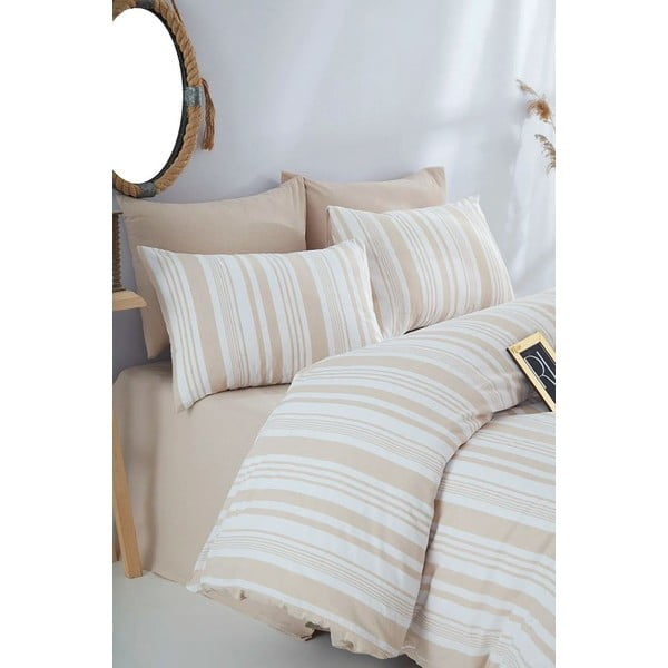 Béžové bavlnené predĺžené obliečky na dvojlôžko 200x220 cm – Mila Home-image-1