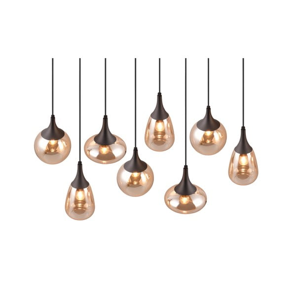 Čierno-oranžové závesné svietidlo so skleneným tienidlom Lumina – Trio-image-1