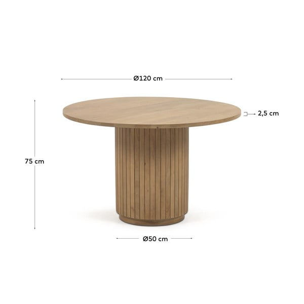 Okrúhly jedálenský stôl z mangového dreva v prírodnej farbe ø 120 cm Licia – Kave Home-image-4