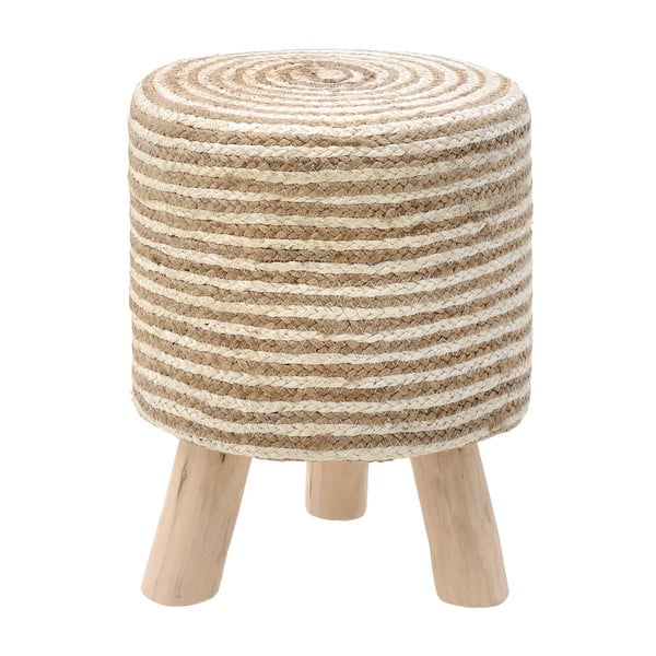 Béžová stolička z juty a mangového dreva InArt Boho, ⌀ 30 cm