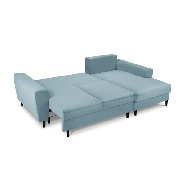 Svetlomodrá menčestrová rozkladacia/s úložným priestorom rohová pohovka (pravý roh/s leňoškou) Kyoto – Cosmopolitan Design-image-2