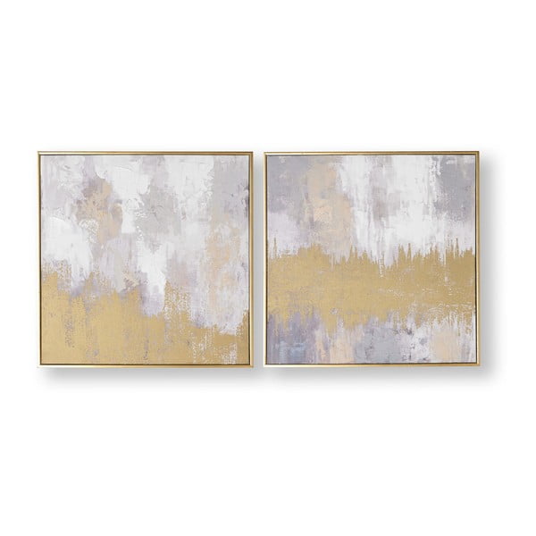 Viacdielny ručne maľovaný obraz Graham & Brown Laguna Mist, 50 × 50 cm