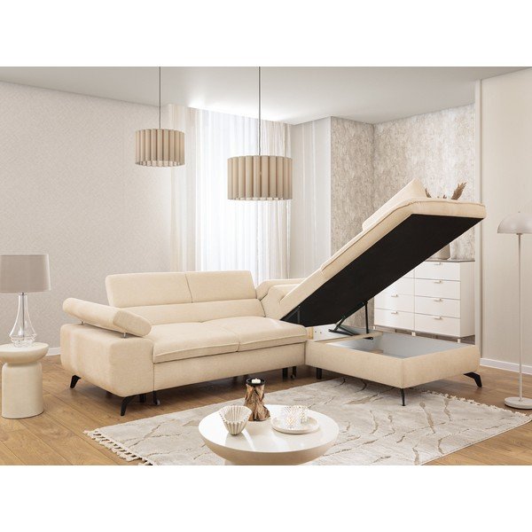 Krémovobiela ženilková rohová pohovka (pravý roh/do L) Marbeya  – Ropez-image-4