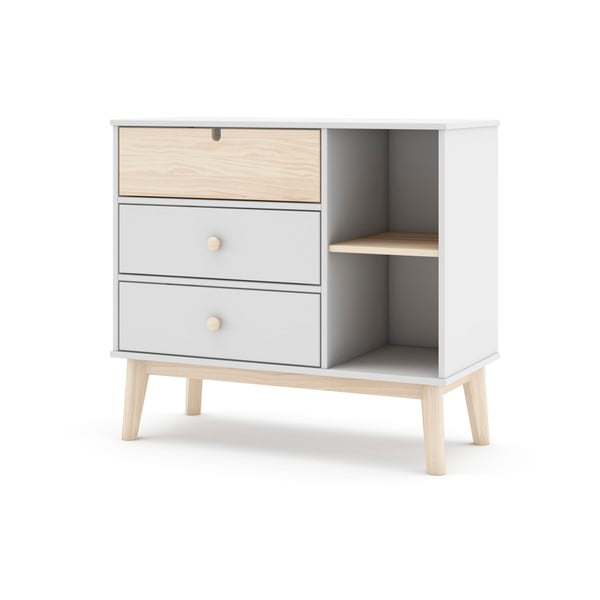 Biela nízka detská komoda 90x40 cm Estefania – Marckeric-image-4