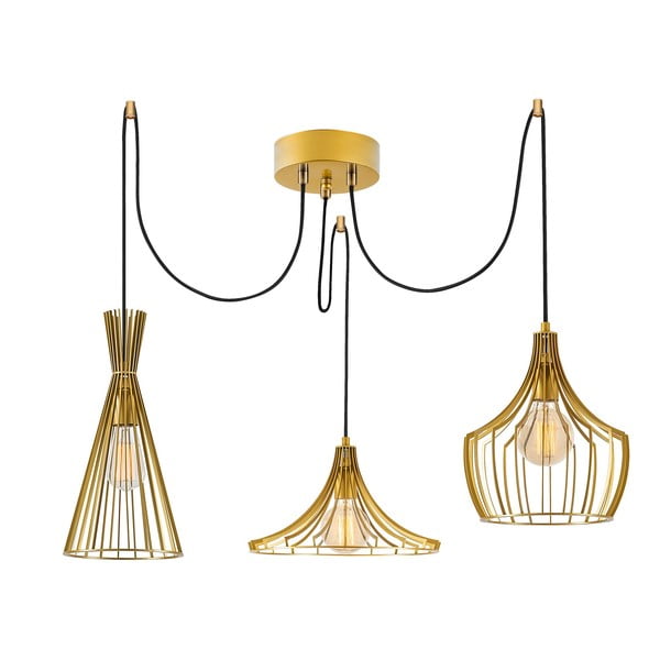 Závesné svietidlo v zlatej farbe s kovovým tienidlom Mezopotamya – Opviq lights-image-2