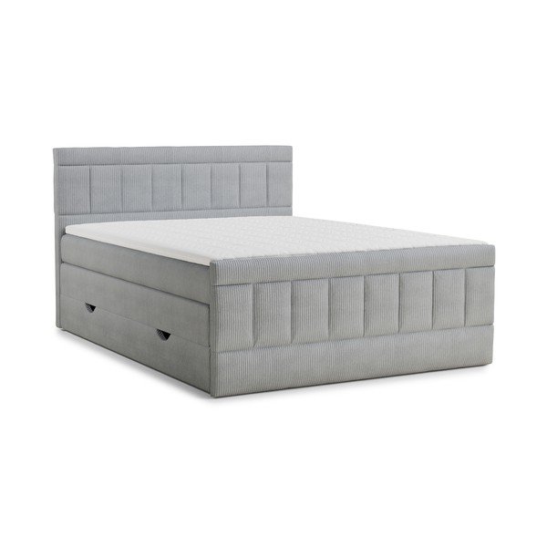 Sivá boxspring posteľ s úložným priestorom 200x200 cm Caya – Maison de Rêve