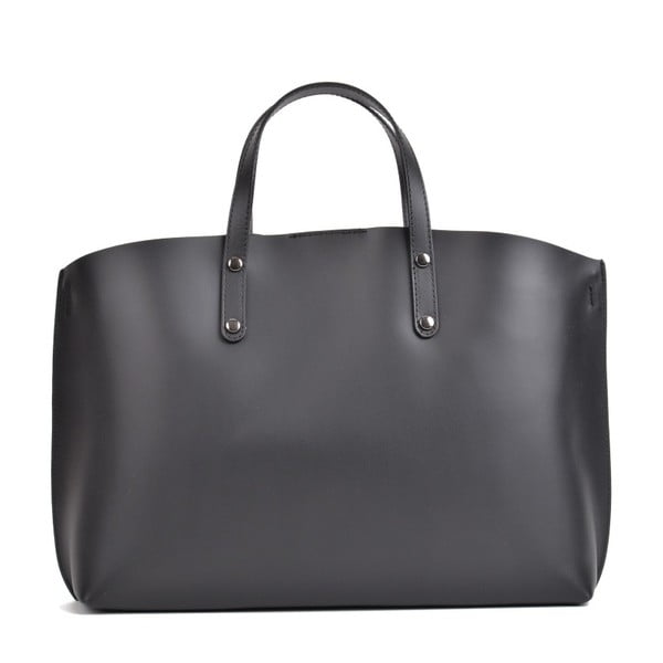 Čierna kožená kabelka Mangotti Bags Lulia-image-3