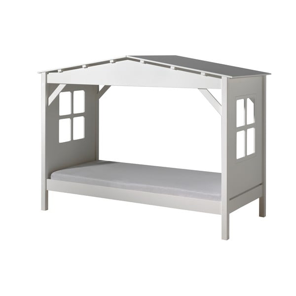 Biela detská posteľ Vipack Pino Cabin, 90 × 200 cm