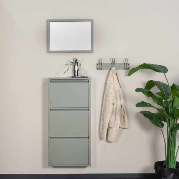 Sivozelená kovová výklopná skrinka na topánky 50x103x15 cm Billy – Spinder Design-image-1