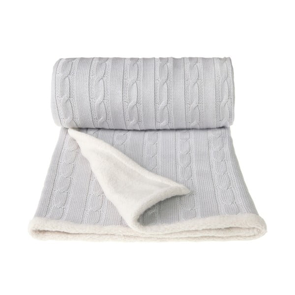 Sivá pletená detská deka s podielom bavlny T-TOMI Winter, 80 x 100 cm