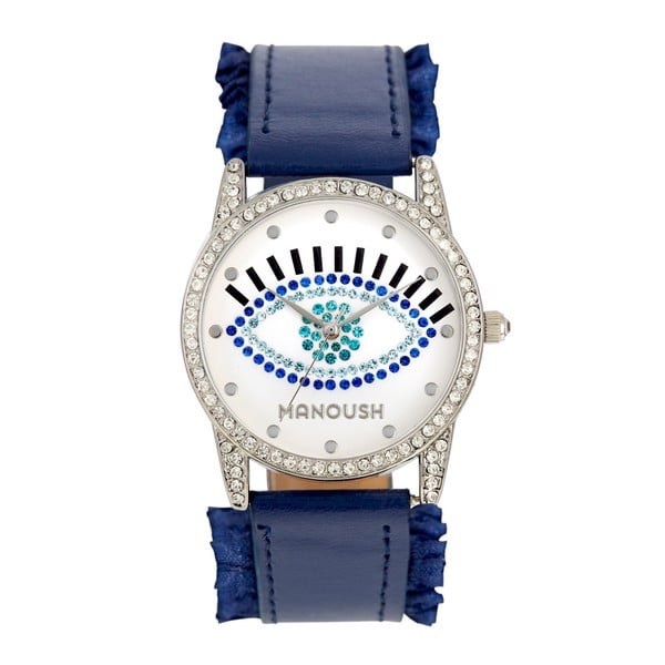 Dámske hodinky s modrým koženým remienkom Manoush Envy