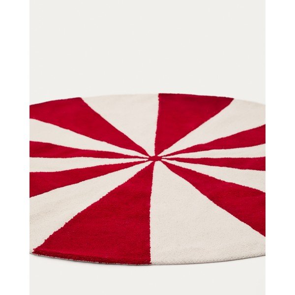 Červený/biely detský koberec s prímesou bavlny ø100 cm Wirla – Kave Home-image-3