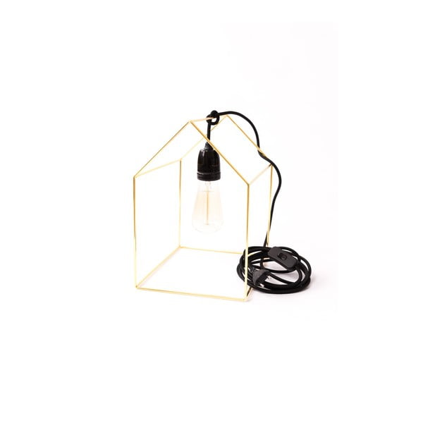 Stolová lampa v zlatej farbe s čiernym káblom Filament Home