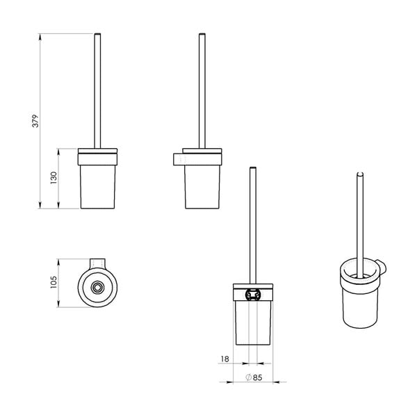 Biela/v zlatej farbe nástenná sklenená WC kefa Gedy Pirenei – Sapho-image-2